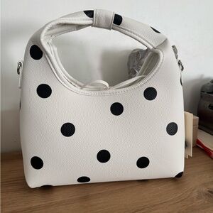 White Polka Dot Top-Handle Bag - Stylish Women's Handbag